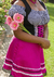 Descubra o Vestido Violeta Pink e Preto, com blusa, colete e saia em costurados juntos. Conforto e estilo em um só produto. Garanta o seu agora mesmo!