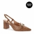 Sapato Slingback Salto Bloco Couro Caramelo