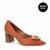 Scarpin Salto Bloco Couro Laranja