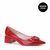 Scarpin Enfeite Salto Bloco Couro Vermelho