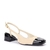 Sapato Slingback Bico Quadrado Preto e Creme