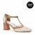 Sapato Salto Bloco Couro Off White