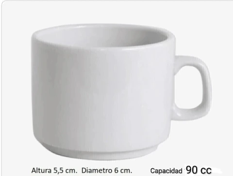 Taza de café 90 ml sin plato Porcelana Ceramica blanca