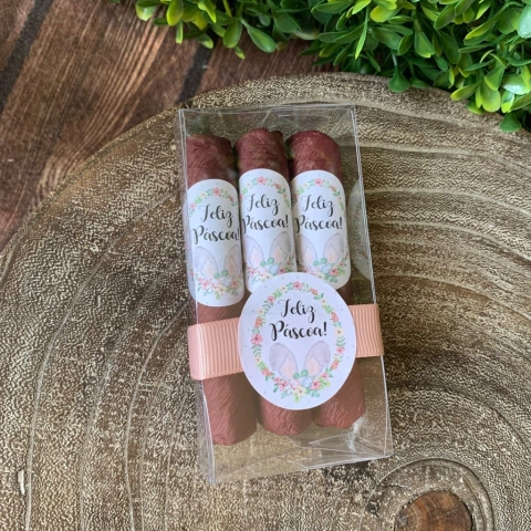 Caixinha Páscoa com 3 Charutos de Chocolate