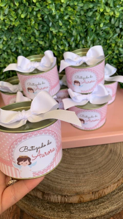 Latinha Personalizada com Mini terço Batizado - Mimos & Caprichos