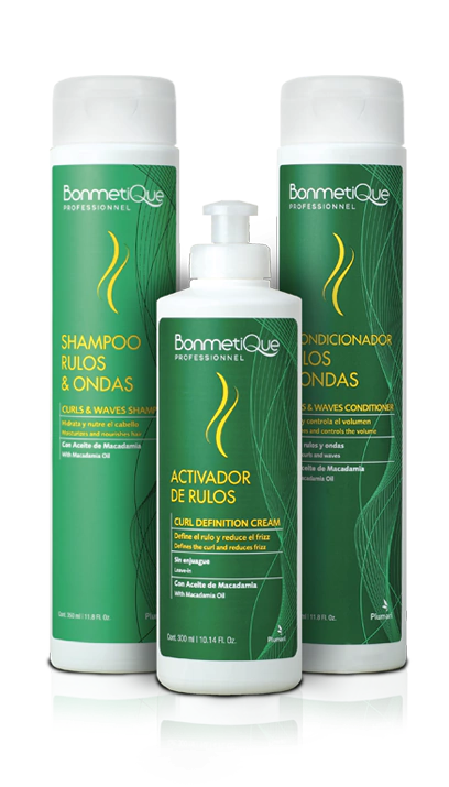 COMBO RULOS Y ONDAS: Shampoo + Acondicionador + Activador