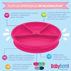 PLATO DE SILICONA DE APRENDIZAJE ROSA CON SUCCIÓN + PROTECCION + IPLAY - comprar online