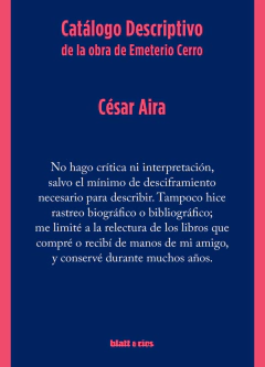 Catálogo descriptivo de la obra de Emeterio Cerro - César Aira