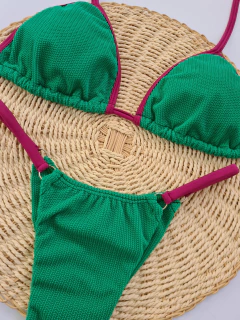 Cortininha viés chain verde bandeira com marsala / Tira fina argola - comprar online