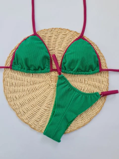 Cortininha viés chain verde bandeira com marsala / Tira fina argola na internet
