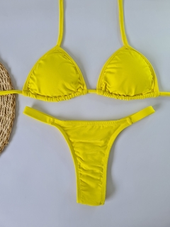 Cortininha viés meril amarelo / Fio dental na internet