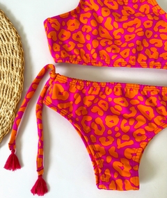 Biquíni infantil onça rosa e laranja - comprar online