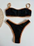 Conjunto Anita éden preto com dourado / Asa delta viés - Biquínis Lola Chic