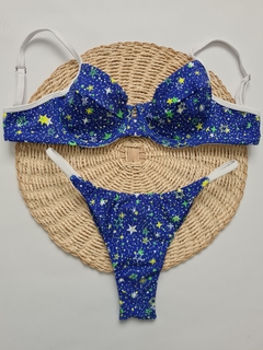 Meia taça estrelas com detalhe branco / Tira fina