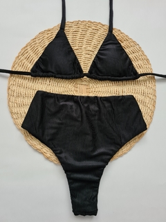 Cortininha canelado preto / Hot pant fio duplo