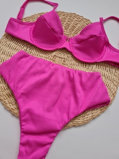 Meia taça saara rosa chiclete / Hot pant fio duplo - comprar online