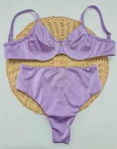 Meia taça trilobal lilás claro / Hot pant fio duplo