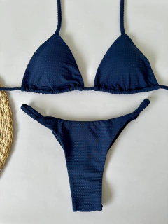 Cortininha dots azul marinho / Tira fina
