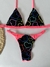 Top fixo corações coloridos com rosa neon / Tira fina