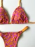 Cortininha onça rosa com laranja detalhe amarelo / Fio dental