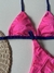 Top fixo trilobal rosa neon com azul bic / Tira fina na internet