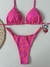 Cortininha rosa com pintinhas laranja / Tira fina
