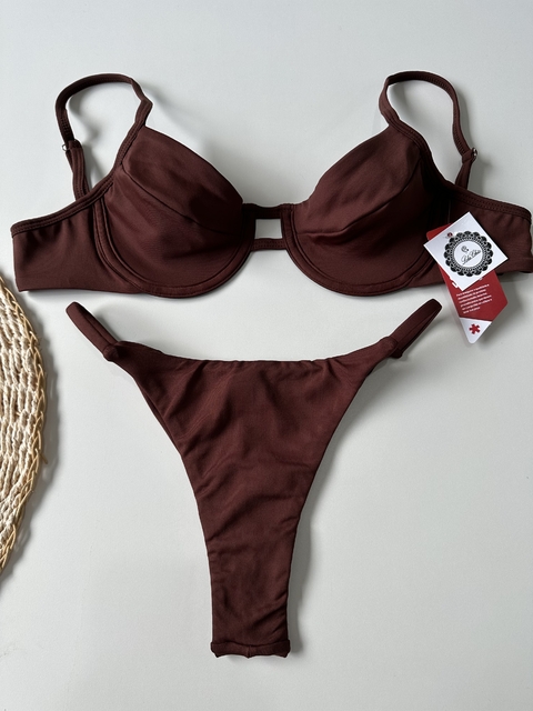 Meia taça Lola tira dupla meril marrom / Tira fina - comprar online