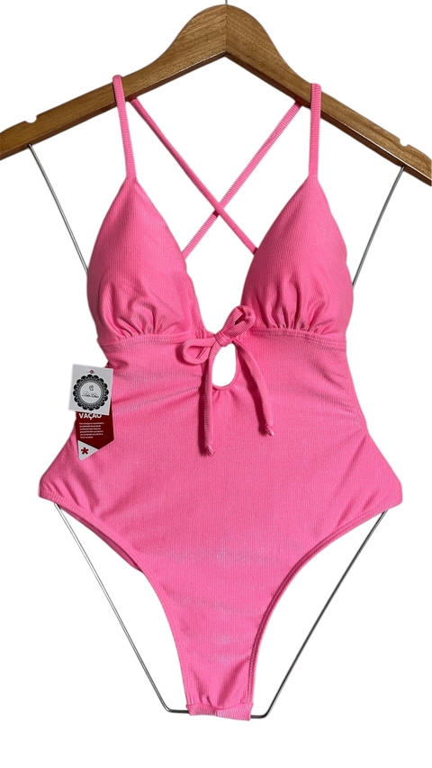 Maiô Maldivas micro canelado rosa bebê