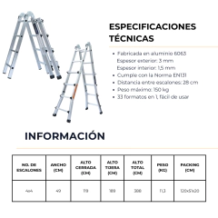 Escalera Original Expando Reforzada Aluminio - 4.02 metros en internet
