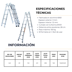 Escalera Original Expando Reforzada Aluminio - 5.15 metros en internet