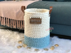 Cesto Fio de Malha 30x40 com Plaquinha e alça de couro ecológica - loja online