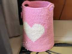 Imagem do Cesto Fio de Malha 30x40 com coração grande