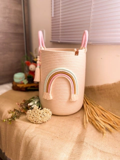 Cesto Arco-Íris de Corda 30x40