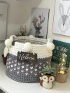 Cesto Corações 30x25 com Pompons e Plaquinha