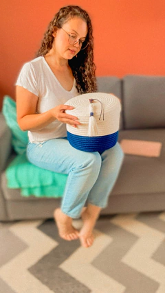 Cesto de Corda Pintado (24x18 ) Tampa - loja online