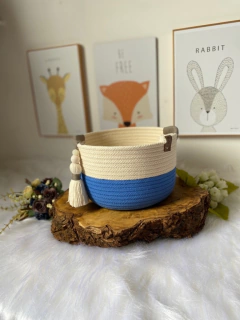 Cesto de Corda pintado 23x15 com alça embutida