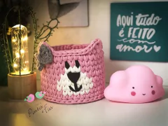 Mini Cesto de Ursinho 15x10 - Atelie Pontos e Fios