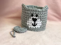 Mini Cesto de Ursinho 15x10 - Atelie Pontos e Fios
