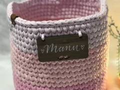 Cesto Fio de Malha 30x30 com Plaquinha - Atelie Pontos e Fios