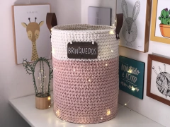 Cesto Fio de Malha 30x40 com Plaquinha e alça de couro ecológica na internet