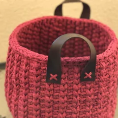 Cesto Com Alça de Couro Ecológica 30x20 - comprar online