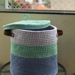 Cesto Fio de Malha 40x40 com Tampa - Atelie Pontos e Fios