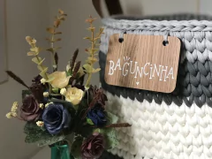 Cesto 30x30 c Alça de Couro Ecológica e Plaquinha na internet