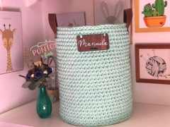 Cesto Fio de Malha 30x40 com Plaquinha e alça de couro ecológica - loja online