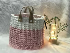 Imagem do Cesto 30x25 - Alça de Couro Ecológica e Plaquinha Personalizada