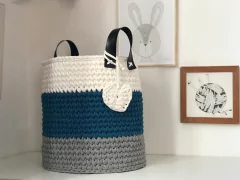 Cesto Fio de Malha 30x30 com Alça de Couro