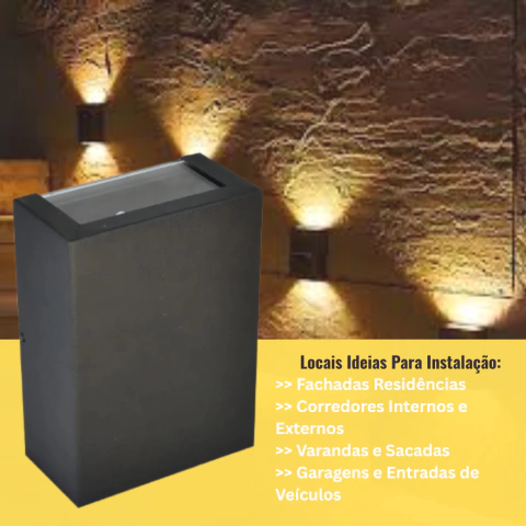 ARANDELA SLIM 2 FACHOS EXTERNA 3000K IP65 4W PRETO CTB