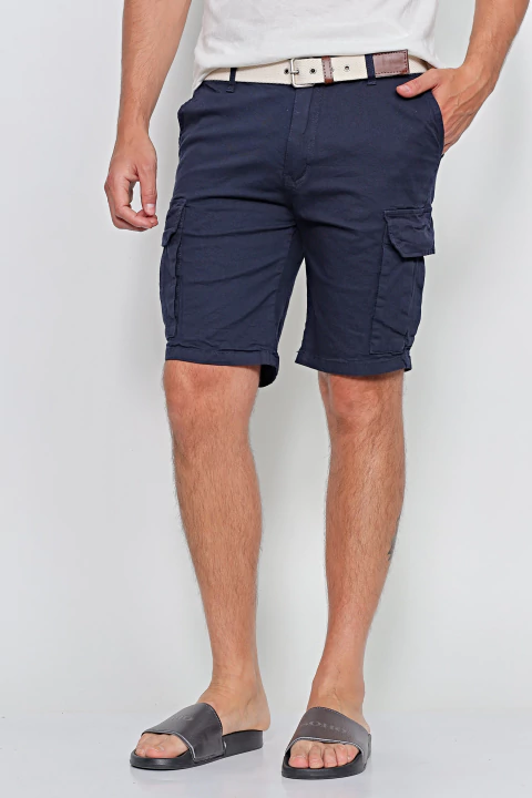 BERMUDA KARGO DE GABARDINA MARINO