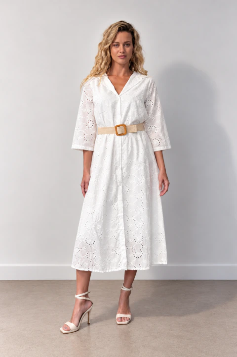 VESTIDO LARGO BRODERIE WACANG BLANCO