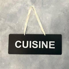 Cartel Cuisine Negro Letras blancas 30 x 12